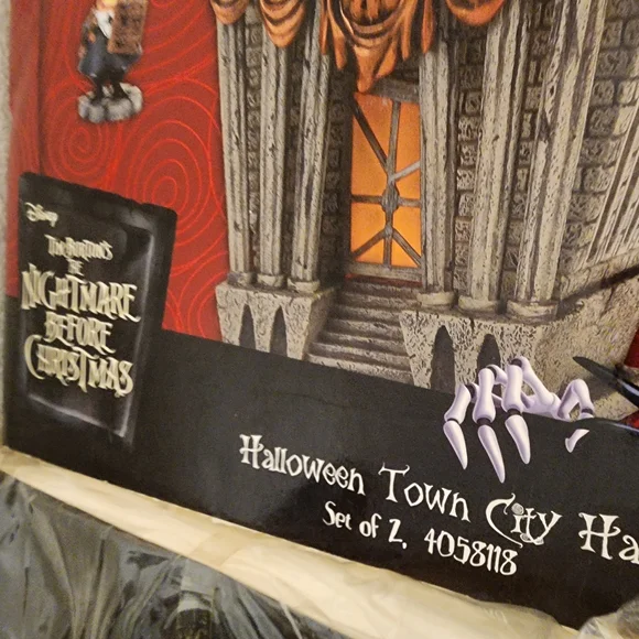 Department 56 Halloween Town City Hall Set - Gray and Orange - Picture 3 of 5